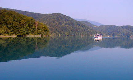 boat on smooth lake