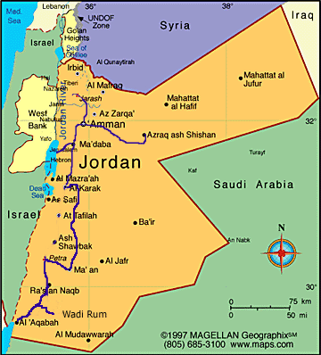 where is jordan located in the middle east