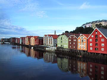 timber houses along river