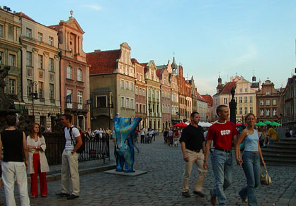 rynek square with young adults