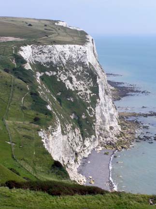 cliffs to east