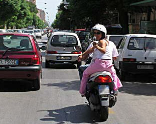 Fan on scooter