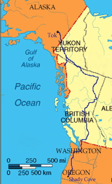 Shady Cove to Alaska Map copy