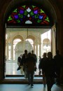 fountain from mosque * The fountain in the courtyard (used for cleansing), as viewed from inside the mosque. * 301 x 432 * (53KB)