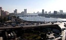 view from room *   View of the traffic, Nile, and skyline of Cairo from our hotel room.  * 432 x 266 * (49KB)