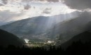 sun shining on bourg-st maurice * From out hotel room, we got this view of Bourg St. Maurice as the morning sun began to shine through the clouds. * 432 x 261 * (49KB)