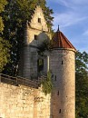 tower and wall * The front tower and wall of the Marienburg Niederfingen.  The tall wall behind the tower was probably one end of the chapel. * 323 x 432 * (63KB)