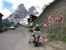 jim at passo sella * Jim stopping at the Passo Sella sign.  This pass is at 2344 meters (7690 feet).
